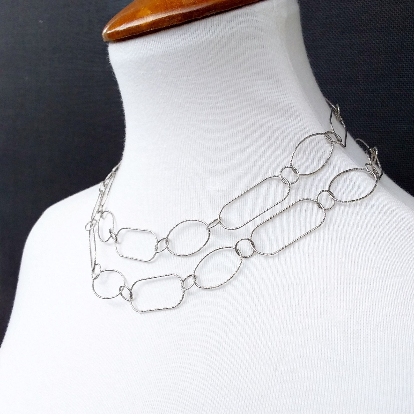 Silpada Sterling Silver Necklace Oval Links Diamond Cut 36in N2731 Retired 2013