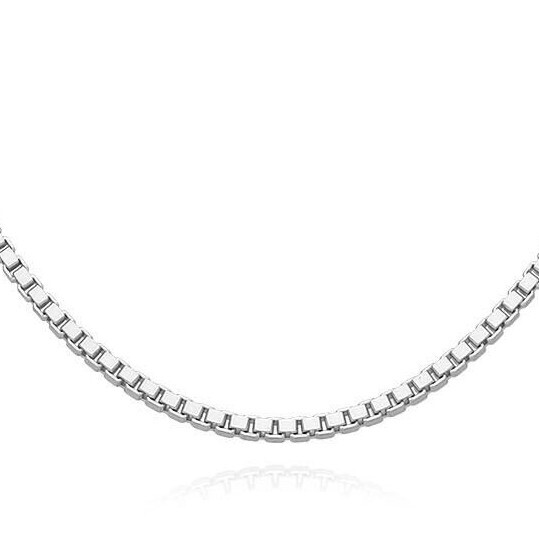 18K White Gold Over Sterling Silver 1.2mm Box Chain Necklace 16″-24″