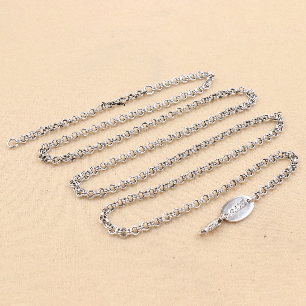 Real 925 Sterling Silver Double Hoop Chain Necklace Ideal for All Occasions