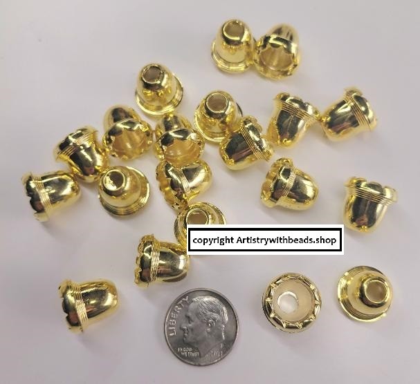 20 Cones Tassel Crafts Jewelry Making Gold Pl ABS 17mm Necklace Cord Ends FPB104