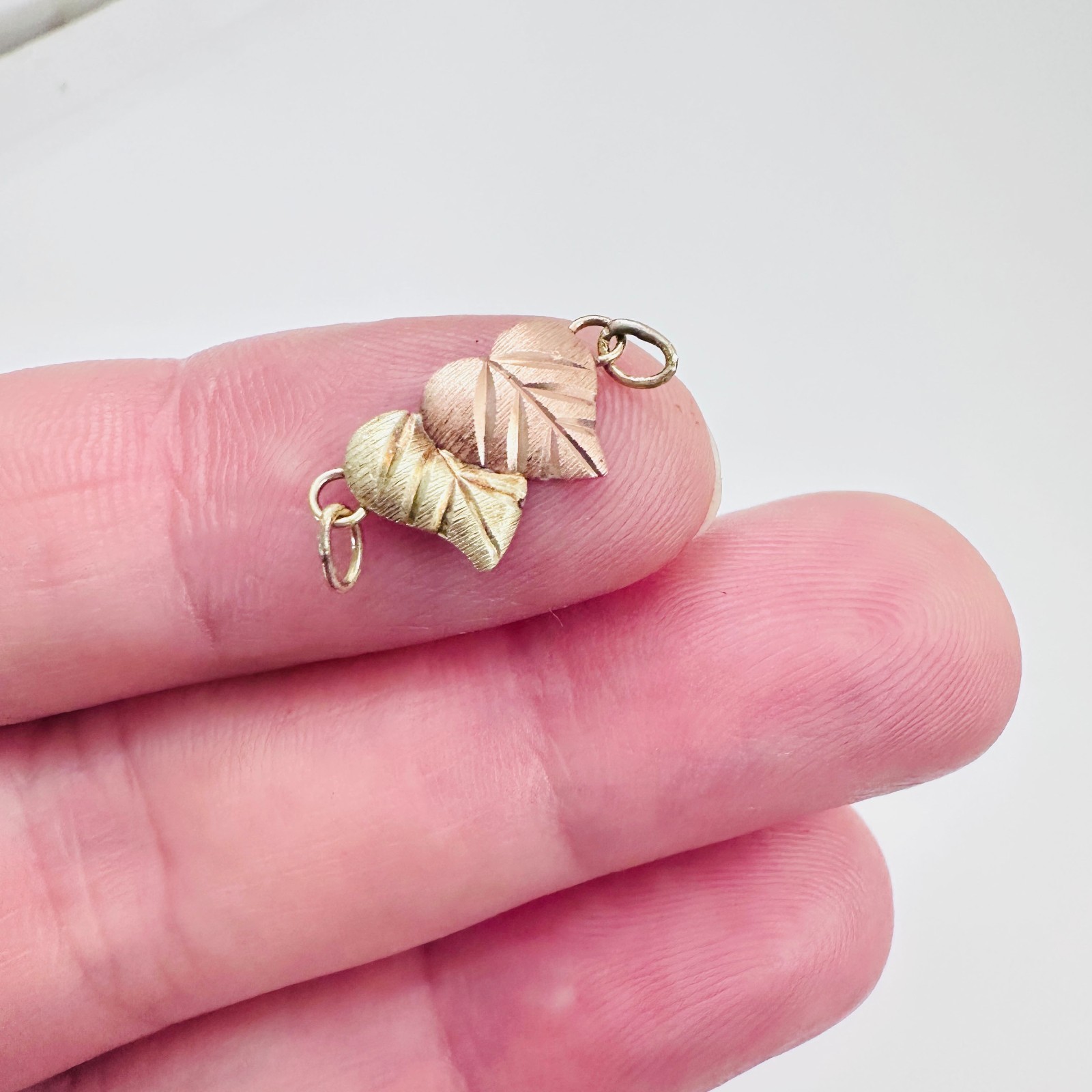 Solid 10K Multi-Tone Gold Black Hills Leaf Slider Pendant / Bracelet Attachment