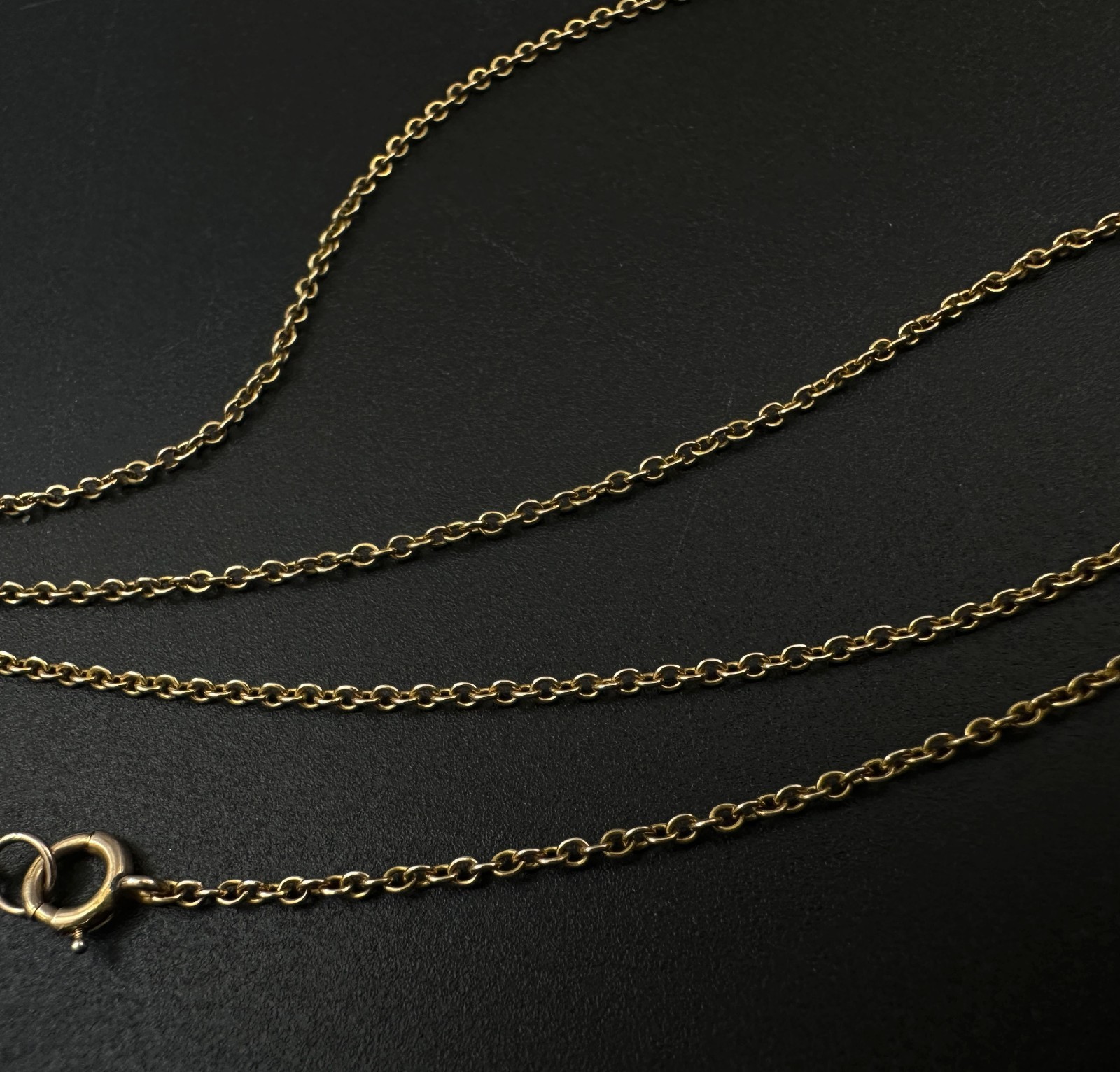 Vintage Solid 10K Yellow Gold Rolo Link Chain Necklace, 1.1mm, 15 3/8″