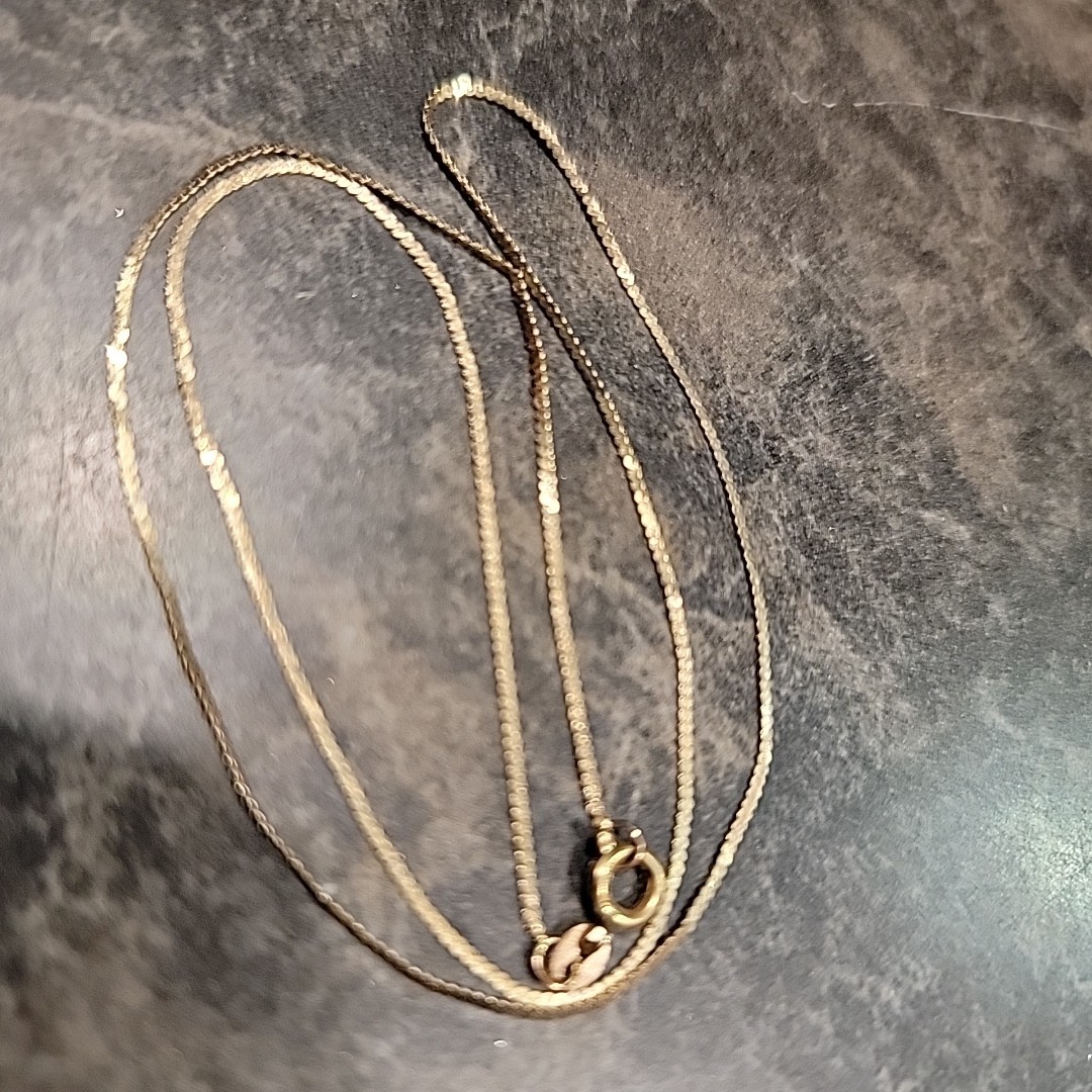 15″ 14KT Yellow Gold Serpentine Chain Link Necklace Italy