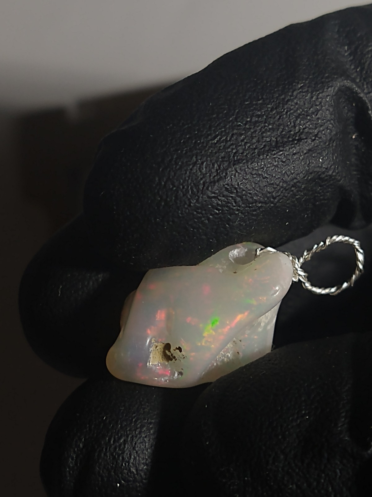 Bigger Opal Pendant Tumble Freeform Sterling Silver