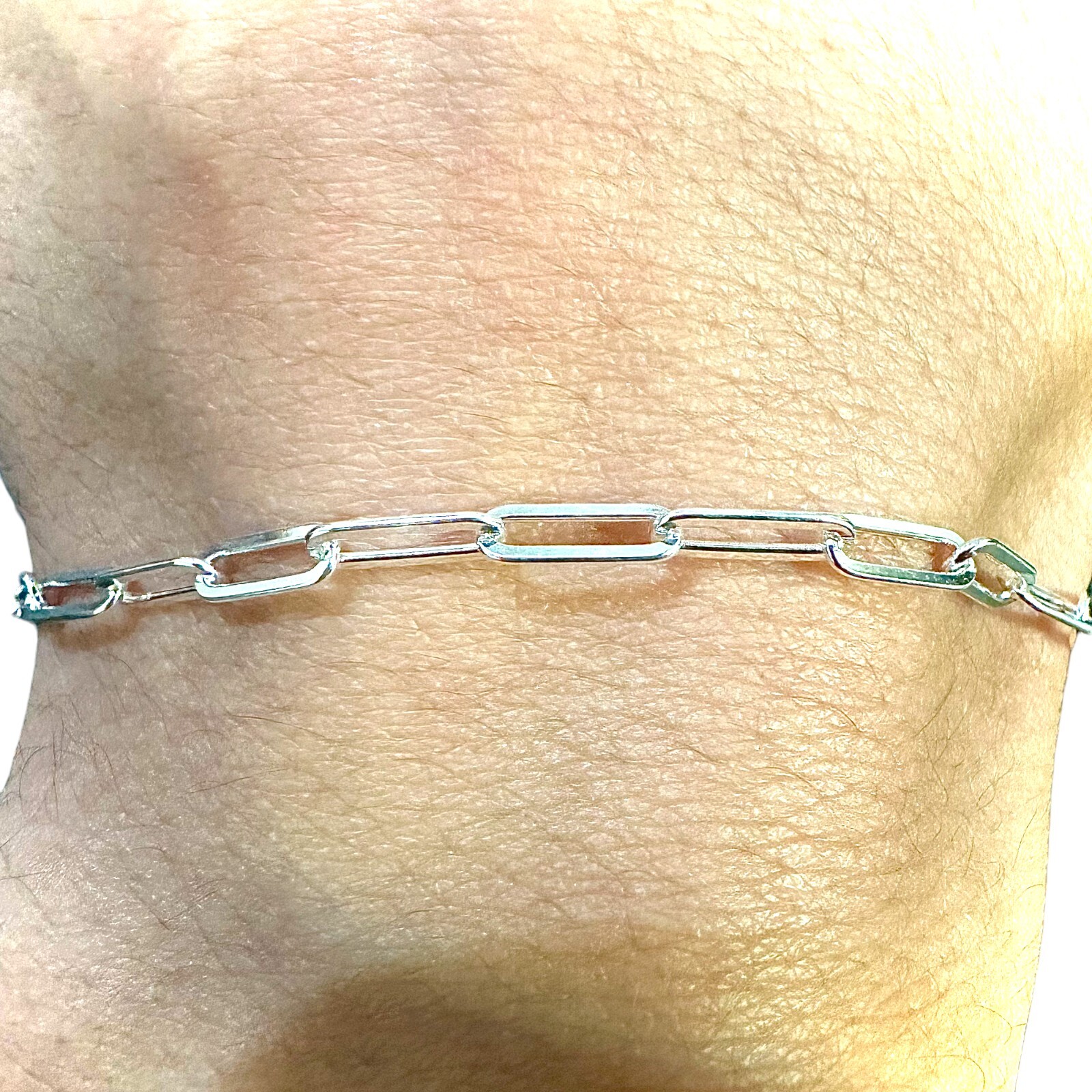 3mm 925 Sterling Silver Paperclip Chain Bracelet Necklace Italy Made 7–30″ Stamp