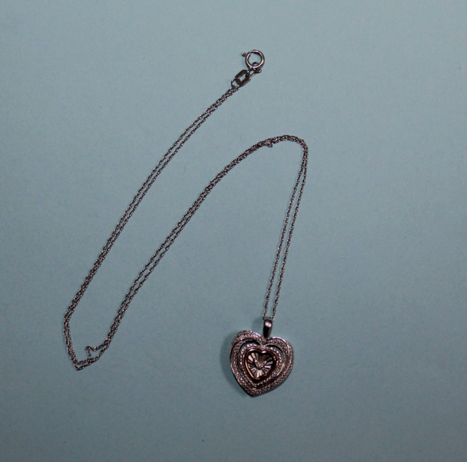 Midas Sterling Silver/10 Karat Heart Pendant Necklace 18″ [ 076GCM]