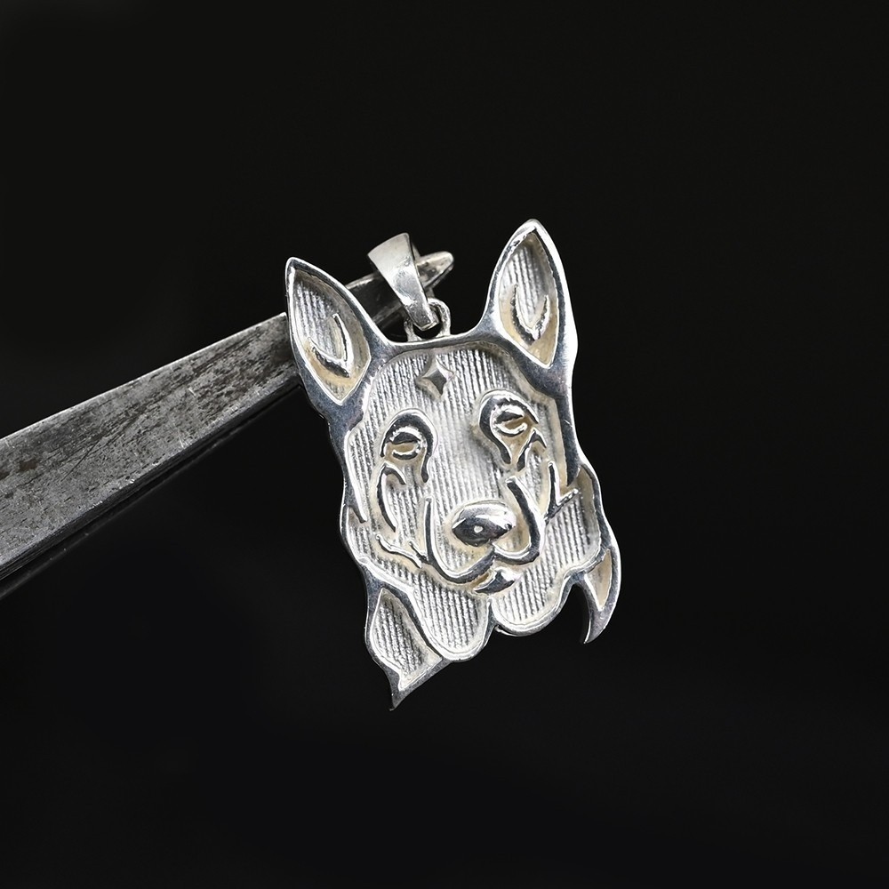 Solid 925 Sterling Silver German Shepherd Dog Face Pendant Blank Bezel Setting