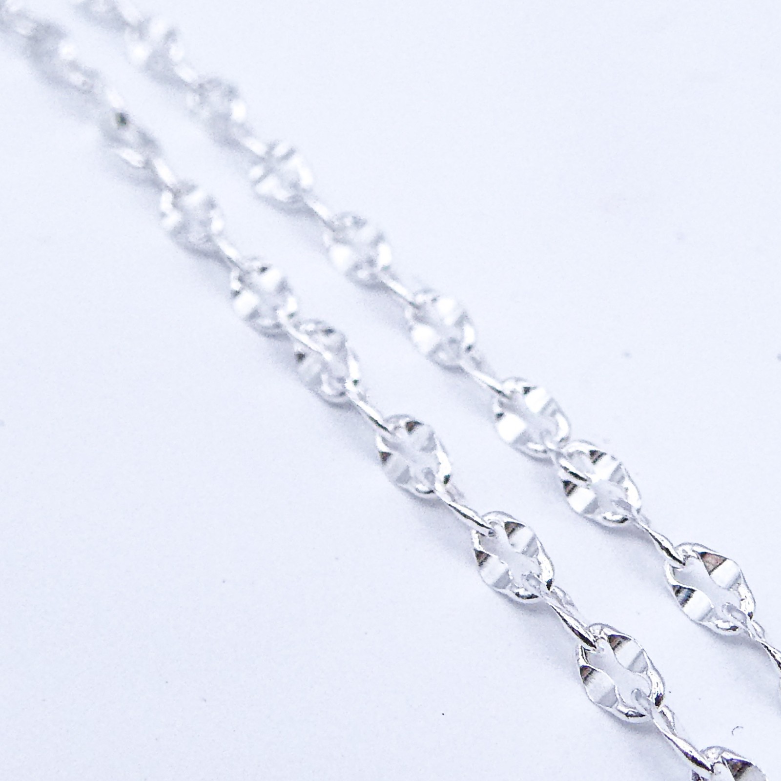 New Sterling Silver Italy Flat Link Adjustable Chain Necklace 23″ Stackable