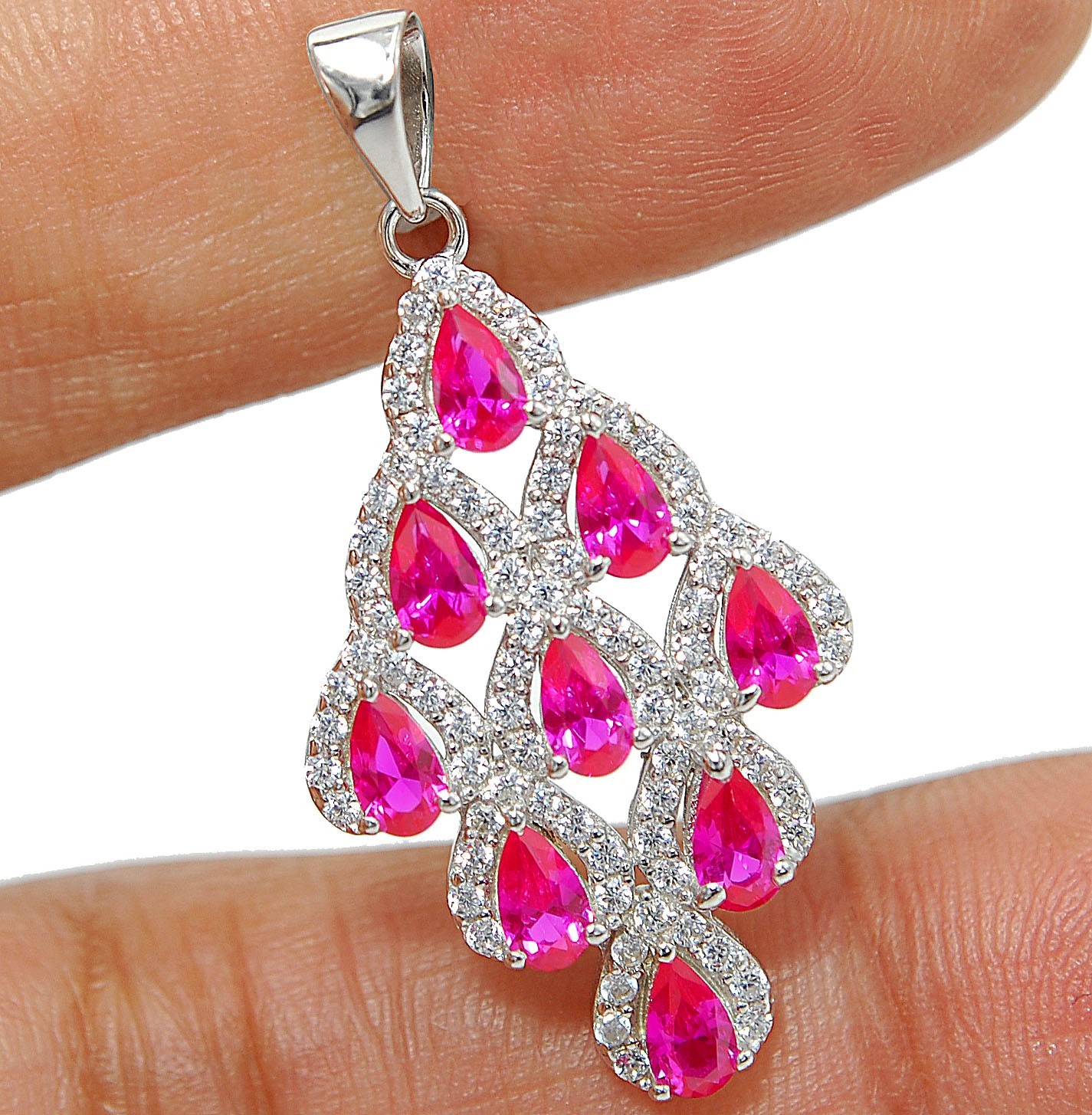 6CT Heat Treated Rubellite Tourmaline 925 Solid Sterling Silver Pendant PB17
