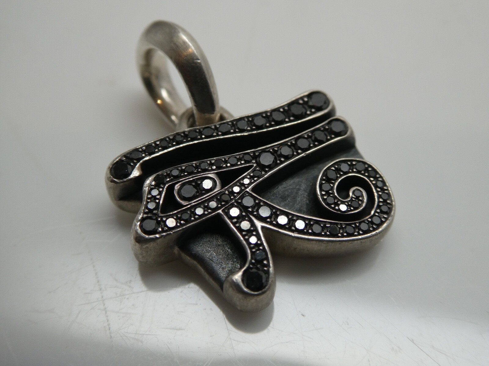 David Yurman Sterling 925 Cairo Eye of Horus Black Gemstone Pendant Amulet