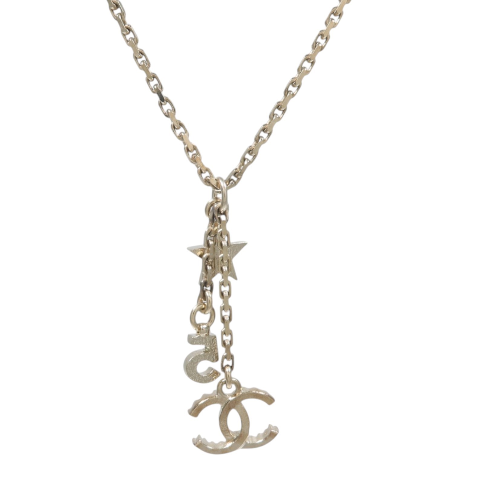 CHANEL CC No.5 Star Pendant Nacklace C22/S Metal Gold