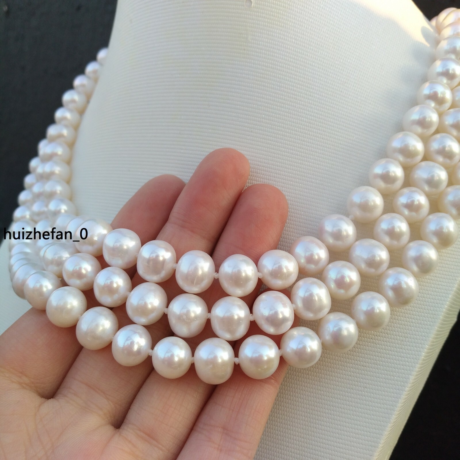 52″ Beautiful Natural AAA+8-9mm Round South Sea White Pearl Necklace 14k Gold P