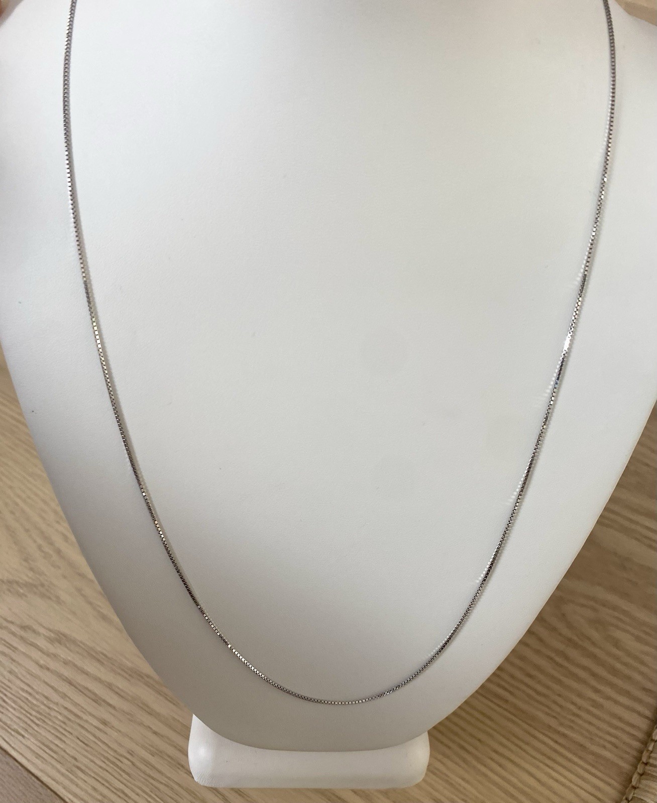 14K White GOLD Box Chain Necklace 1.2mm Not Scrap 3gr 24” Men Ladies