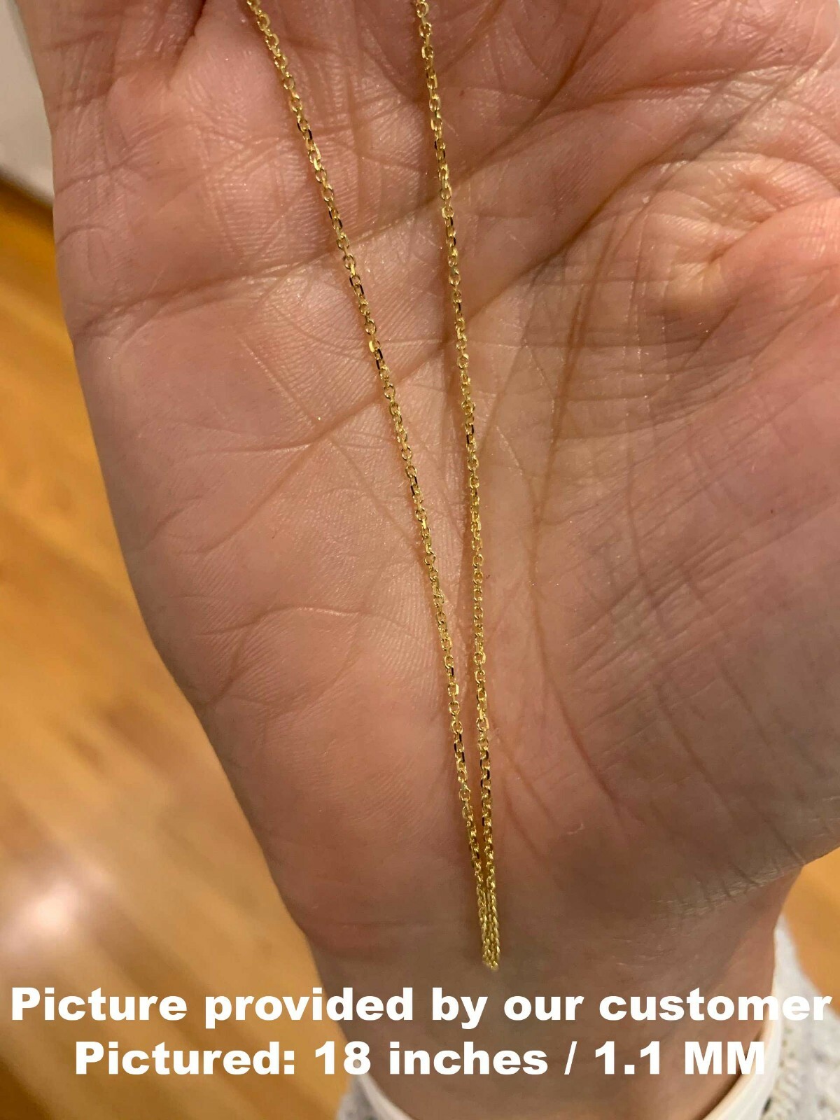 Solid 14K Gold Diamond Cut Cable Link Chain Necklace, 16″- 24″, 0.6mm – 1.1mm