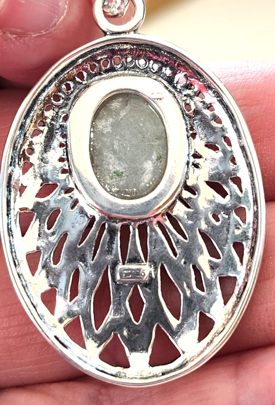 Natural Untreated Artisan Burmese Myanmar Jadeite Sterling Pendant 8016A