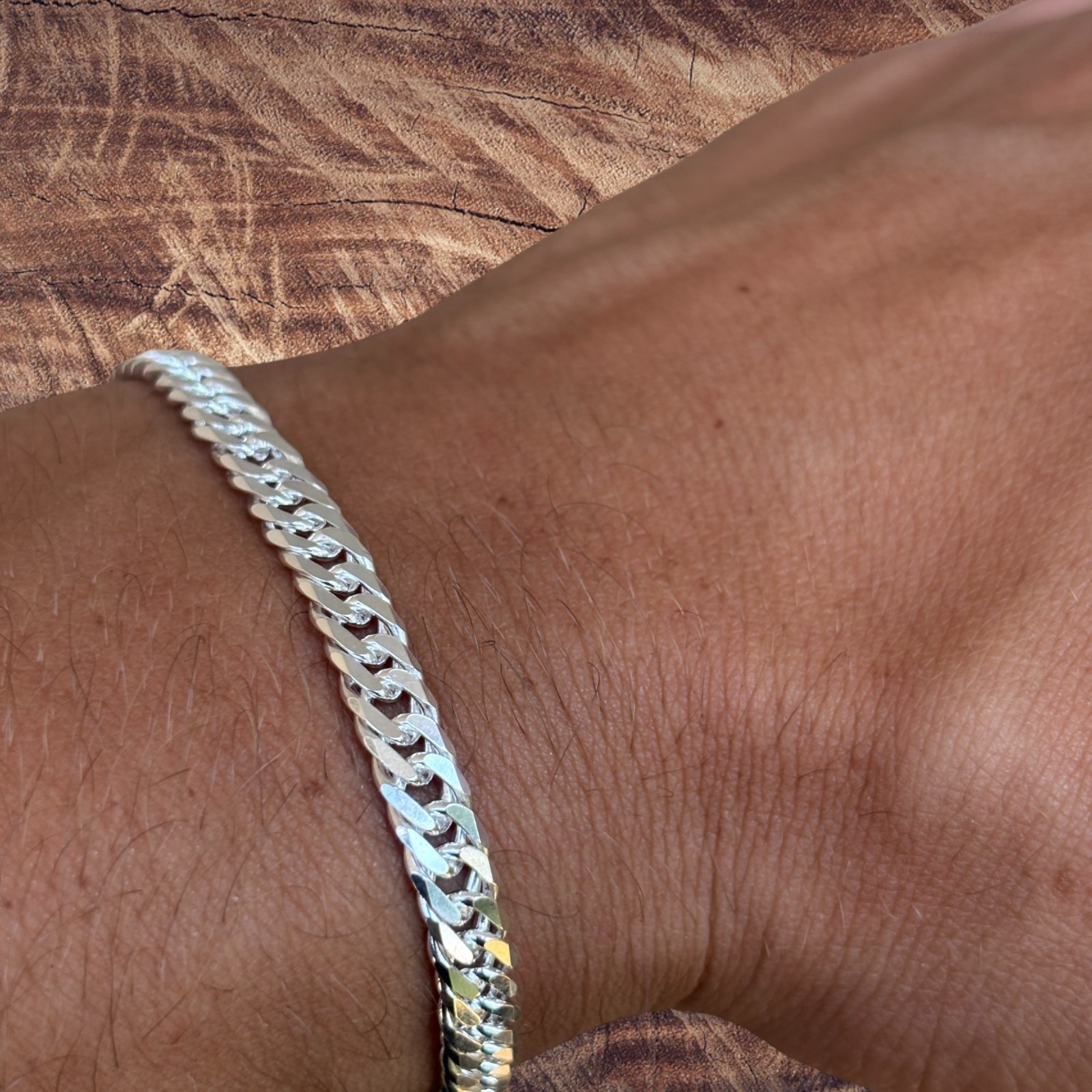 6mm Double Curb Link Bracelet – Real Solid 925 Sterling Silver MADE IN ITALY