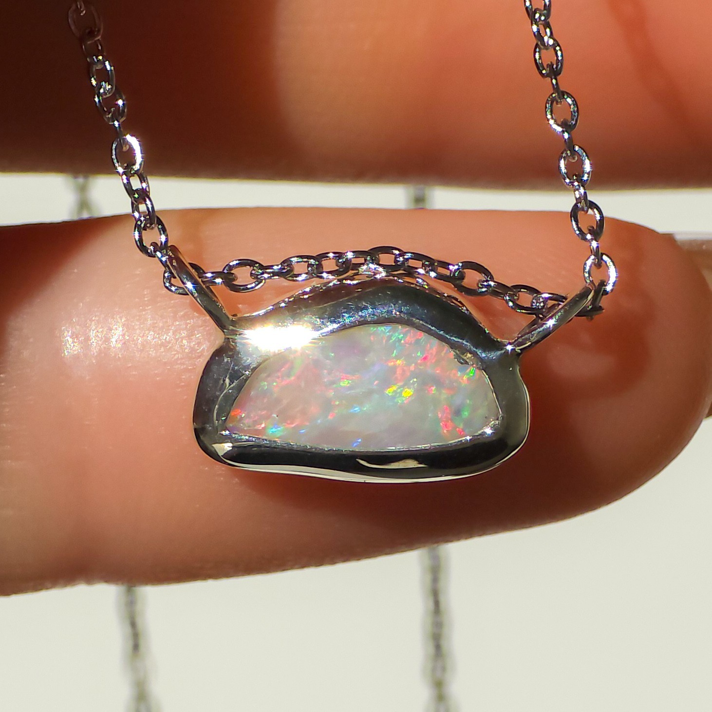 Solid Pink Coober Pedy Opal Pendant, Silver Australian Crystal Opal, 1 Carat