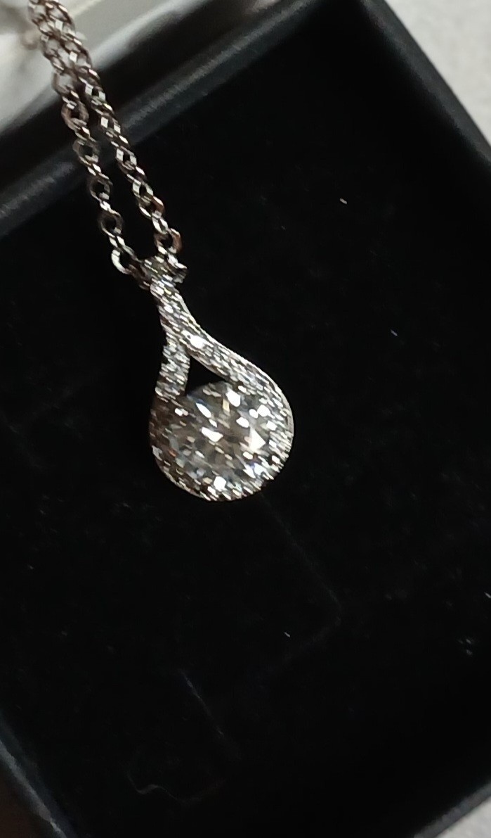 Real moissanite 18″ pendant necklace, 1.0ct.,Certified Tested, GRA Cert. Incl