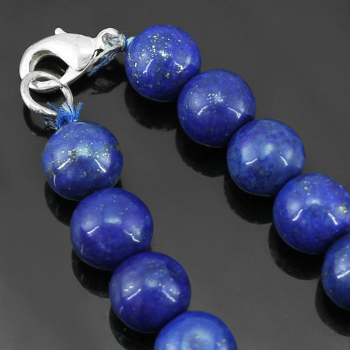TOP QUALITY 541.00 CTS NATURAL BLUE LAPIS LAZULI ROUND SHAPE BEADS NECKLACE (DG)