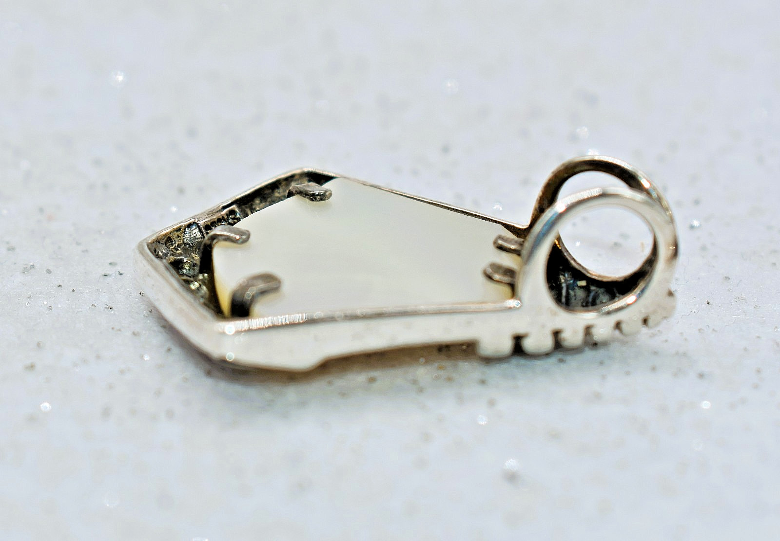 Mother of Pearl & Rubies Sterling Silver Thailand Pendant 1-1/2 inch