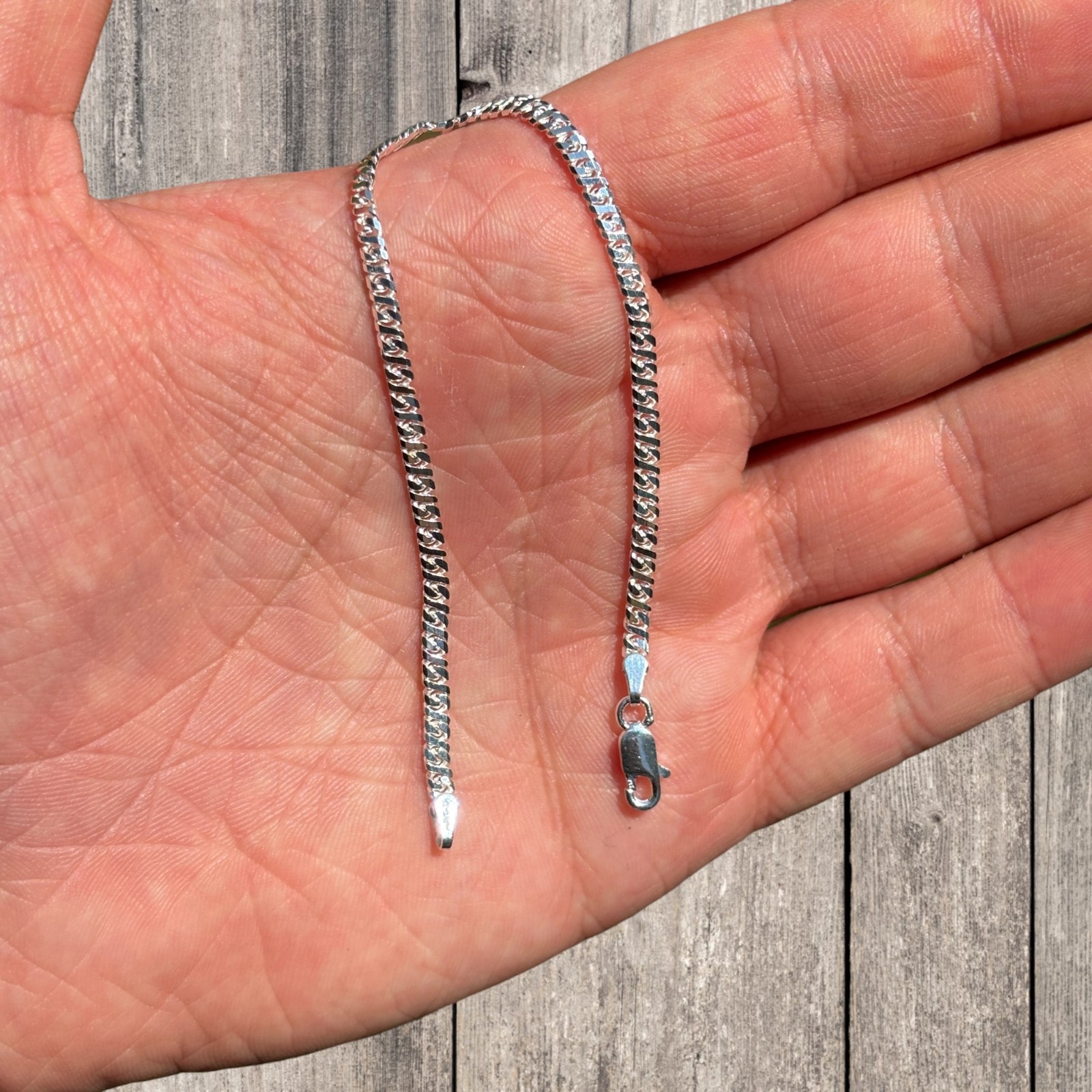 2.5mm Dollar Link Bracelet – Real Solid 925 Sterling Silver MADE IN ITALY