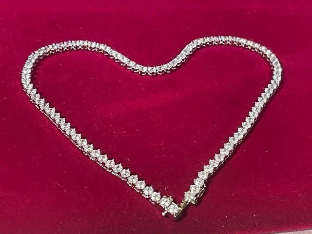 14K White Gold Plated 18Ct Round Cut Lab Created Diamond Tennis Necklace 18″