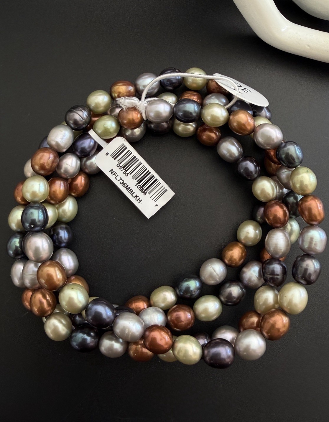 Kohls Freshwater Pearl Endless Necklace 36 In 7-8mm Multi Forest Earth Tone NWT