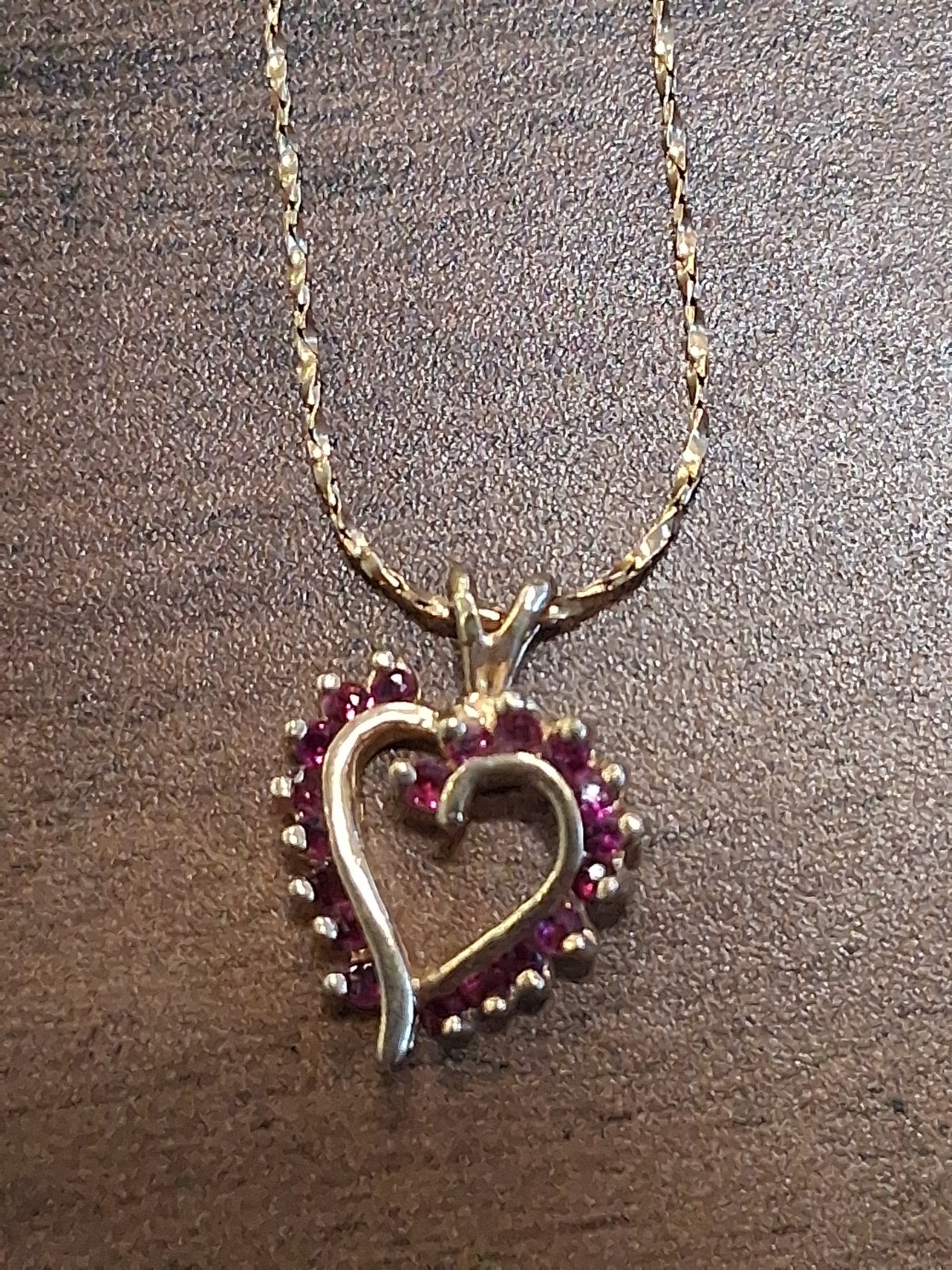 Vintage Italy 14k Yellow Gold & Ruby Heart Pendant 16″ Necklace – 2 Grams