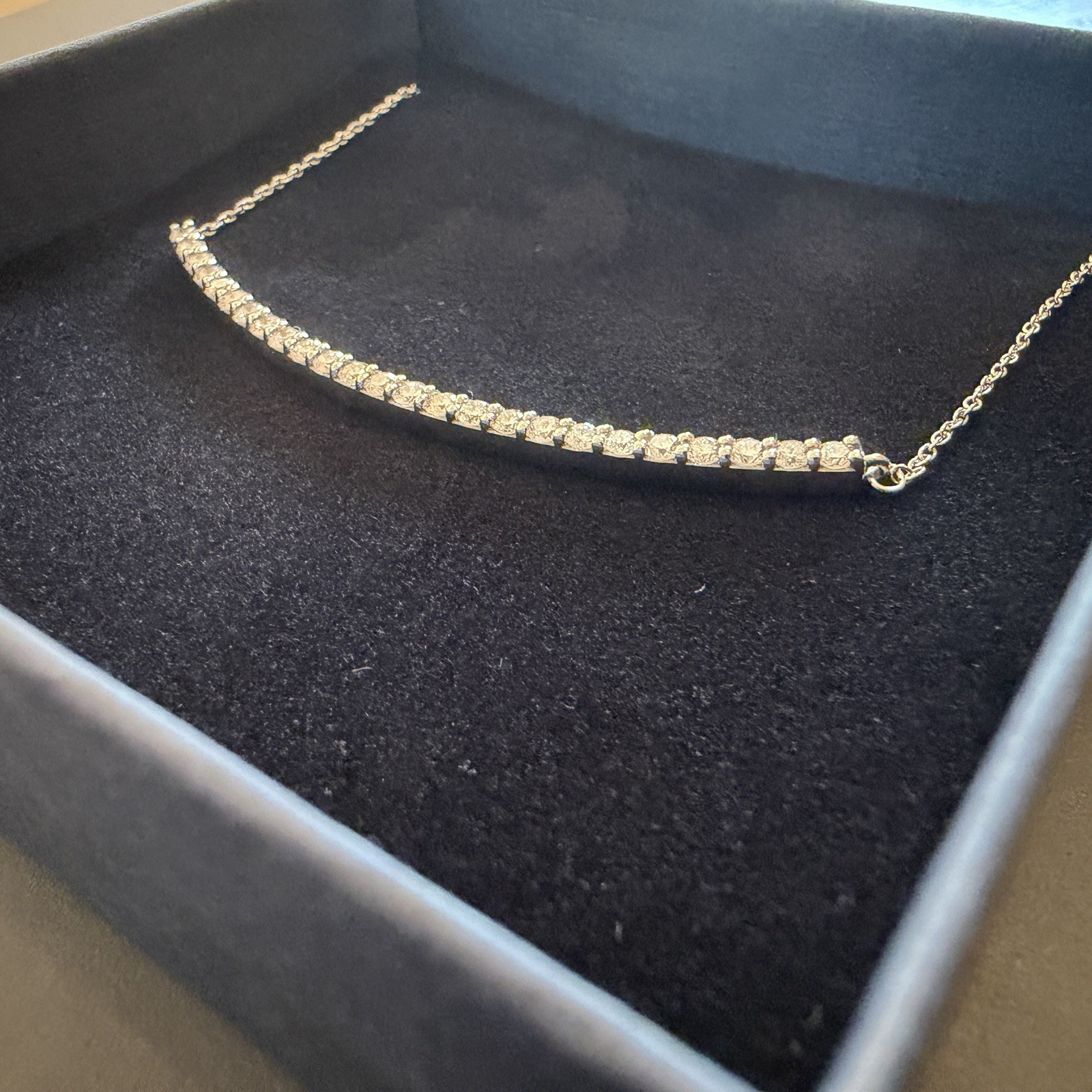 1.00+ Ct F VS Smiley Necklace Lab Created Grown Diamond Real 925 Sterling Silver