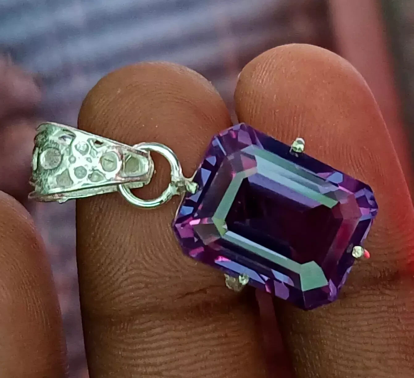 Natural 27.20 CT+ Color Change Alexandrite Certified Gemstone Pendant 925 Silver