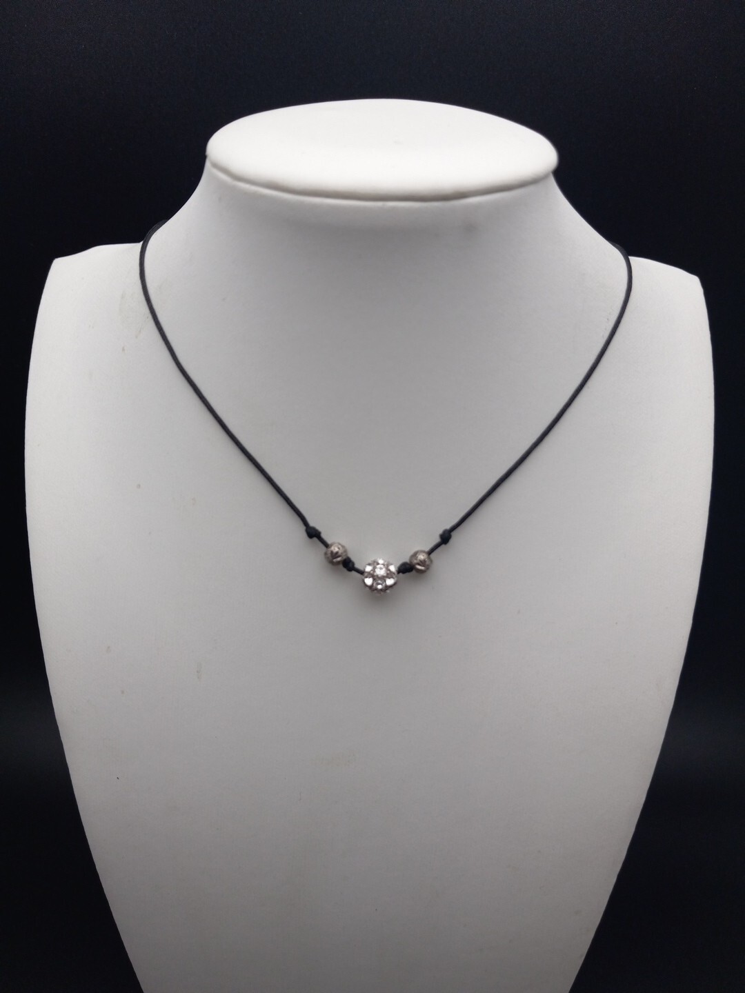 SILPADA 925 Sterling Silver Corded Clear Czs Dainty Ball Pendant Necklace