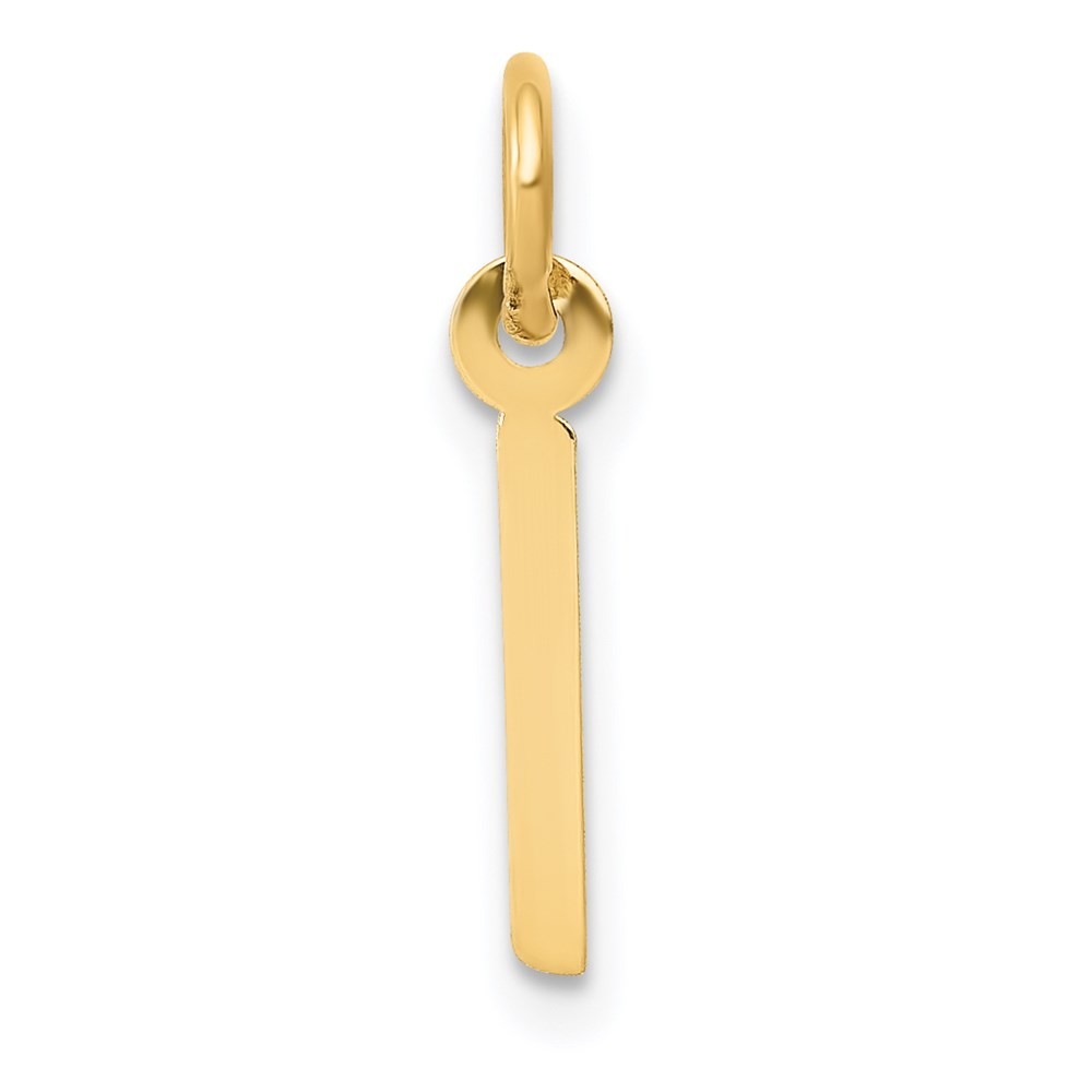 14k Yellow Gold Small Slanted Block Letter I Initial Charm Pendant