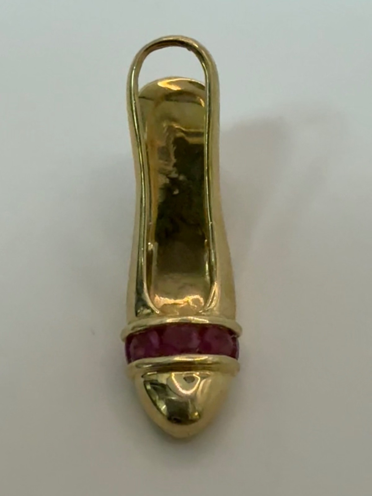10K 5 Ruby & Diamond High Heel Slingback Pendant/Slide 2.4 g