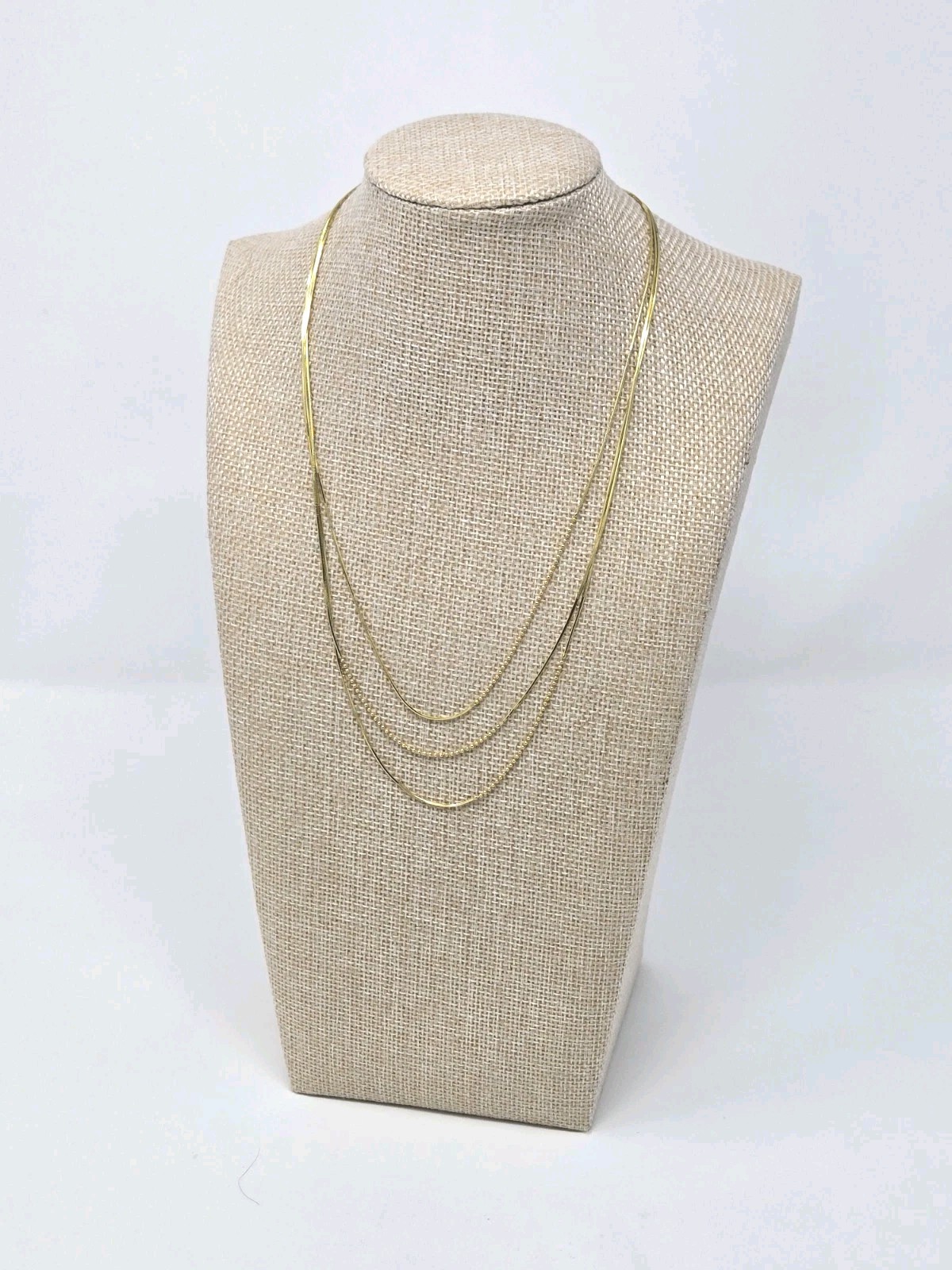 Sterling Silver Gold Layered Necklace 925 Italy Multi Strand Chain Beaded