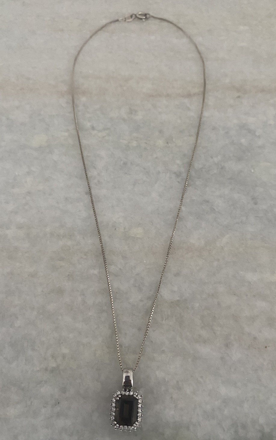Beautiful Sterling Silver 925 RUF Signed Topaz Pendant Necklace Chain 16.25”