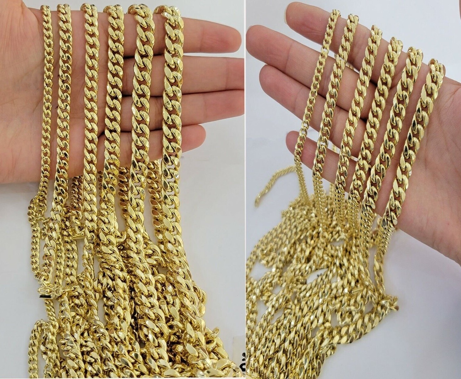 Real 10k Gold Miami Cuban Link Necklace chain & Bracelet 5-10mm 8″-30″ Men Women