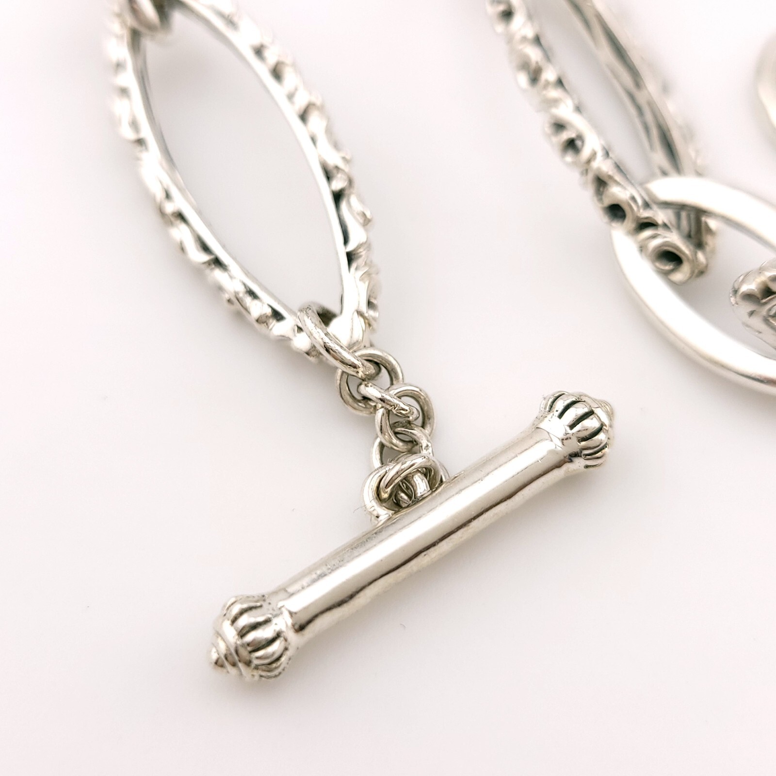 New Charles Krypell Sterling Silver Twist Oval Chain Link 36 in Toggle Necklace