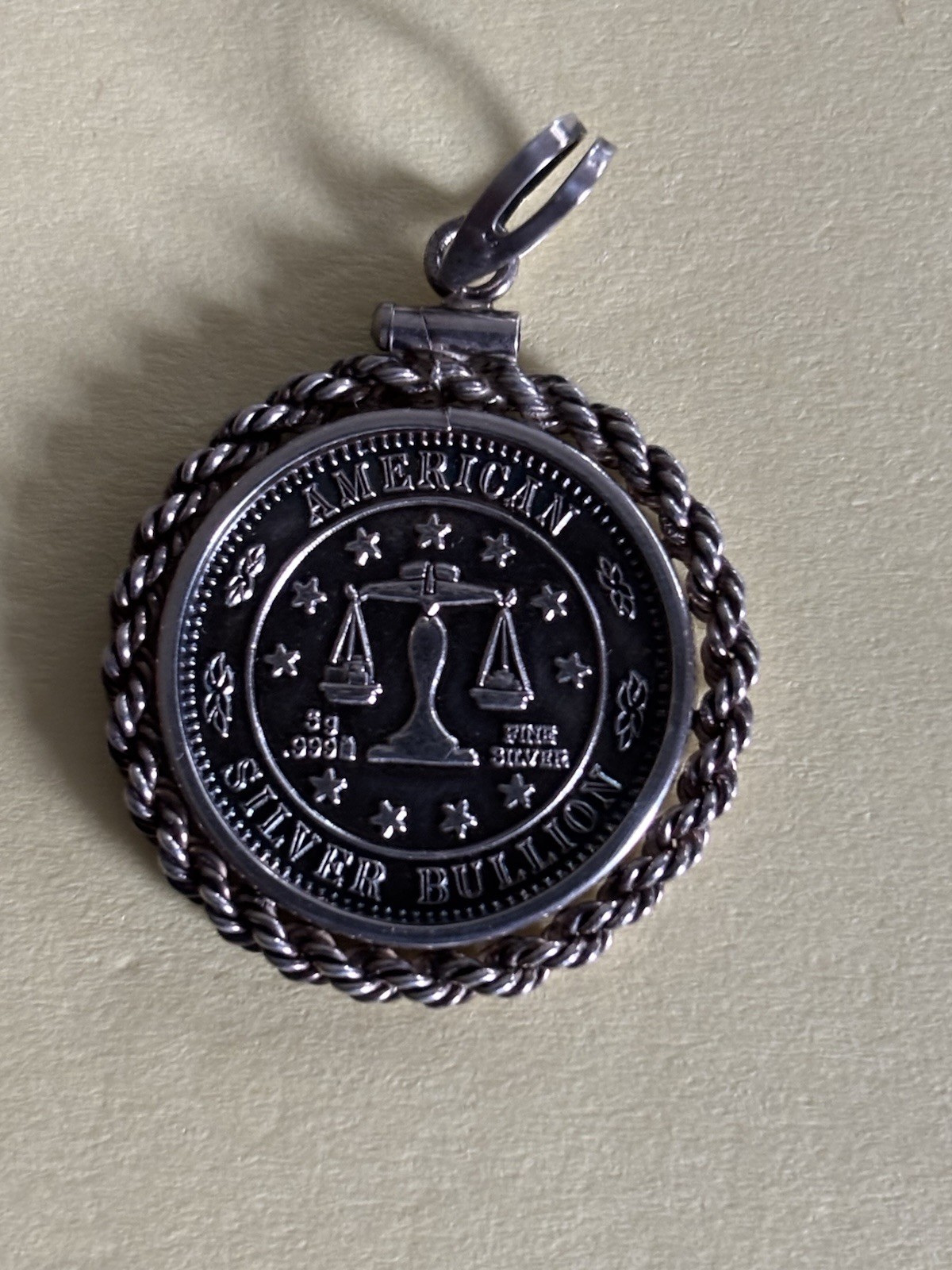 American Silver Bullion Coin Pendant 7.50 Grams Eagle/Scales VG