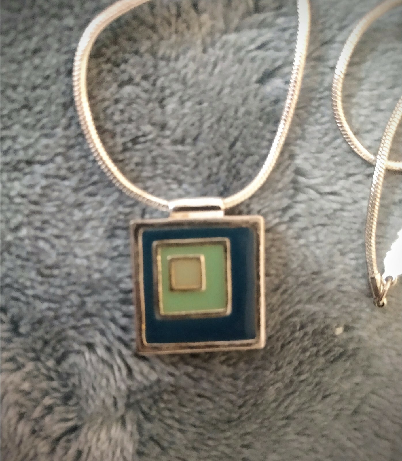 Vintage & Elegant 2 Sides Pendant Black Onyx/ Green Blue ~Sterling? Signed LC