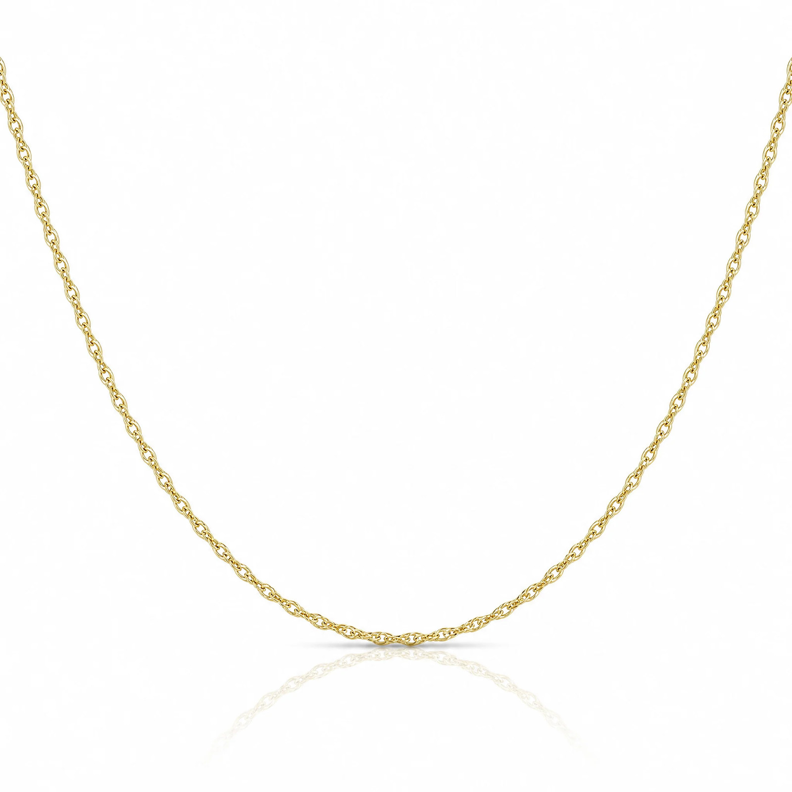 10K Yellow Gold 1.35mm Carded Cable Rope Chain Necklace 16″-24″
