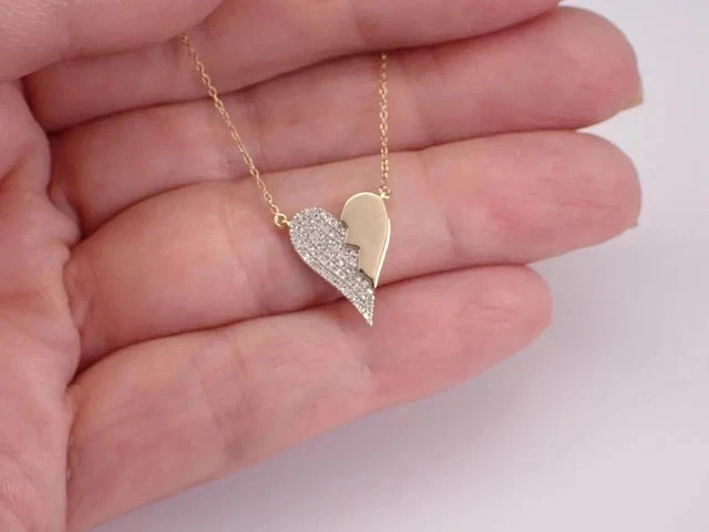 1.10Ct Round Lab Created Diamond Cluster Heart Pendant 14K Two Tone Gold Plated