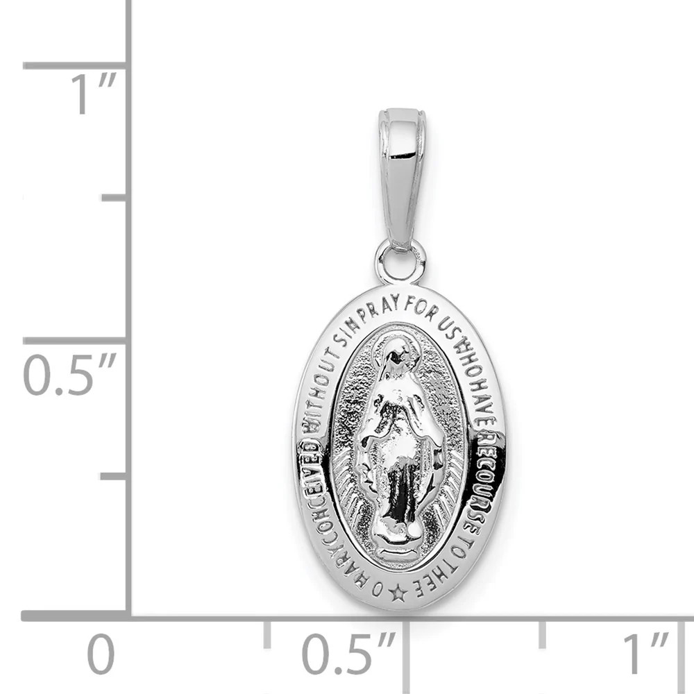 10K / 14K White Gold Miraculous Medal Pendant