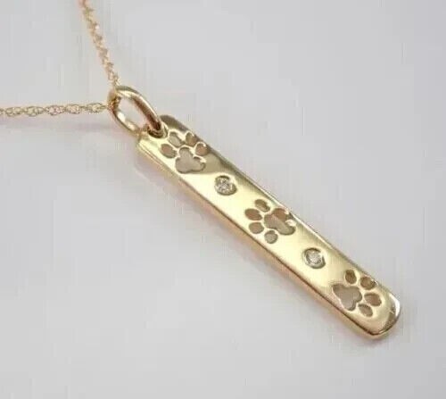 1.00CT Round Cut Lab-Created Diamond Paw Print Pendant in 14K Yellow Gold Plated
