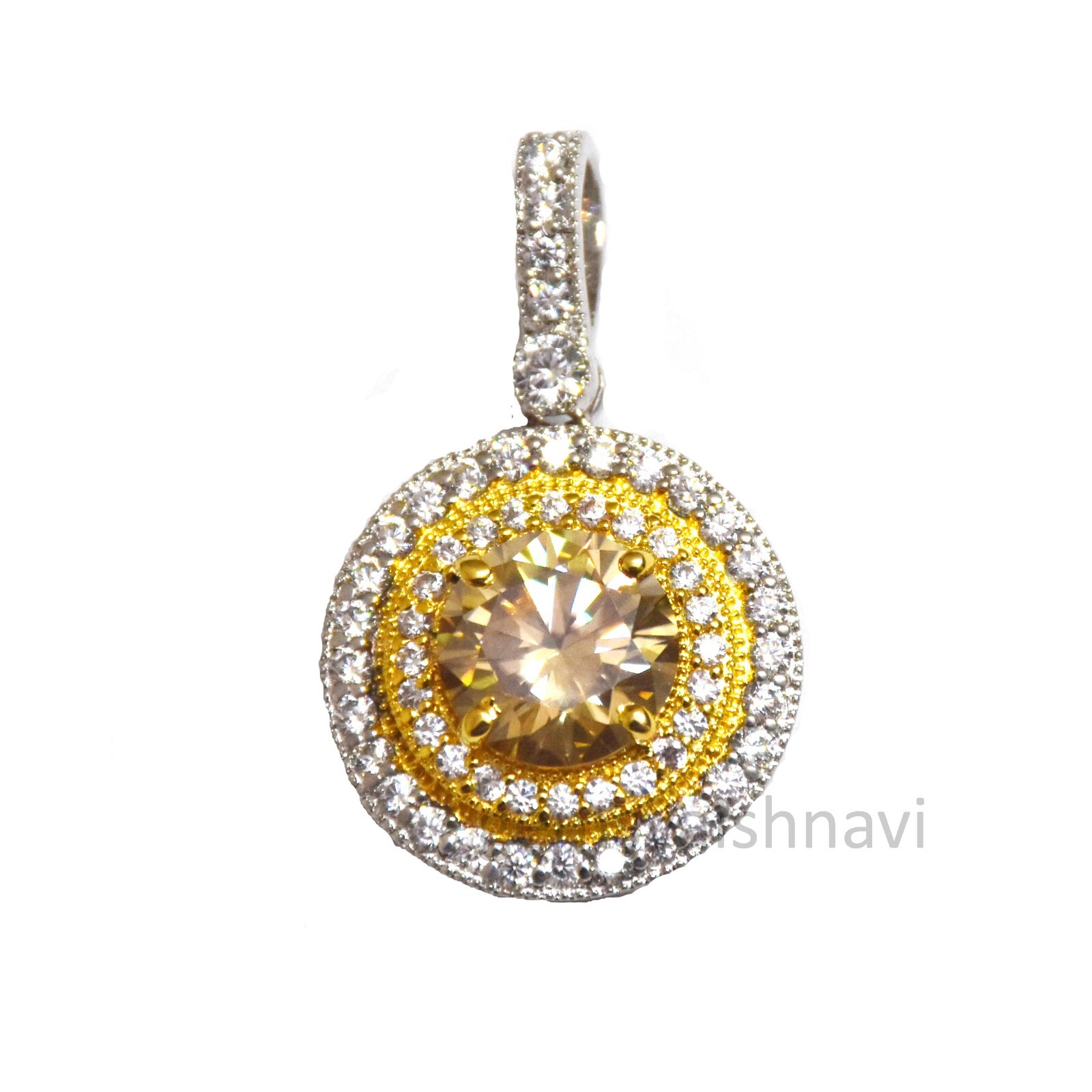 4 Ct Champagne Treated Diamond Designer Pendant VVS1 Certified ! Wedding Gift