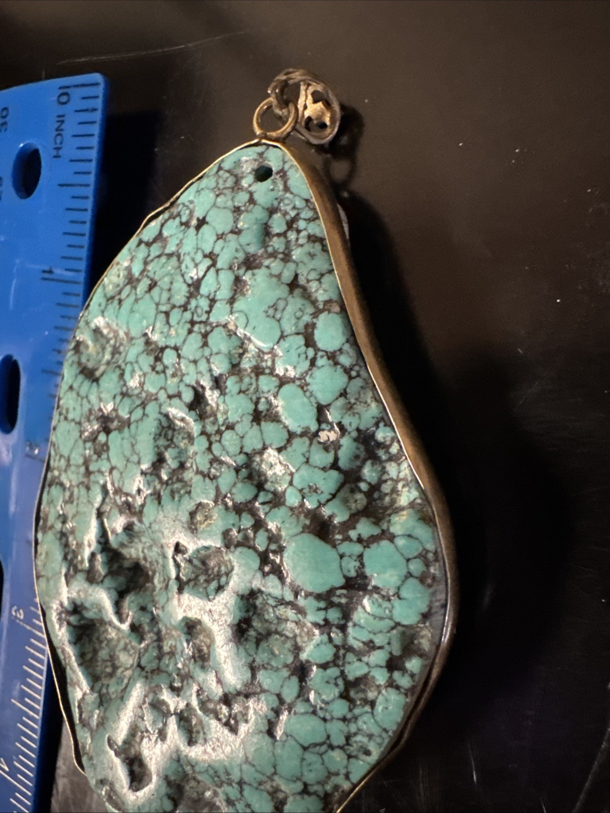 925 Silver Block Turquoise Pendant