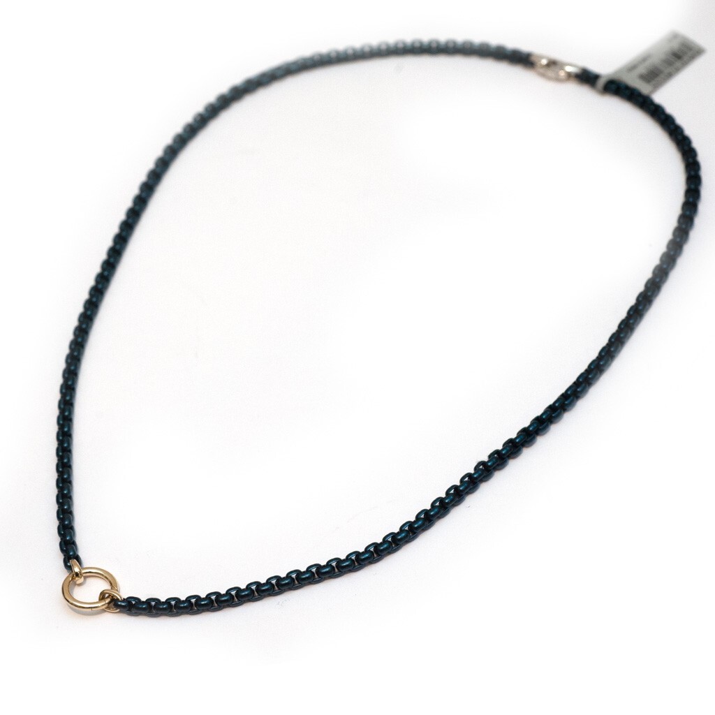 DAVID YURMAN Ladies Bel Aire Amulet Vehicle 20″ Necklace Navy Steel PVD 14K 925
