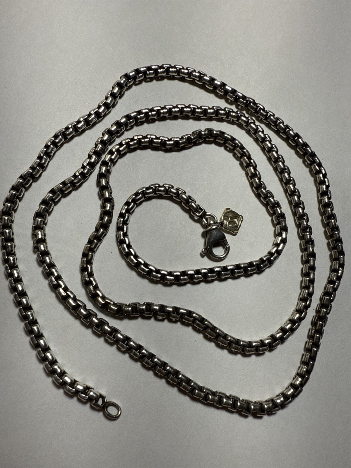 David Yurman Box Chain Necklace 33” 3mm Sterling 14k Hang Tag 50.2gr Vintage