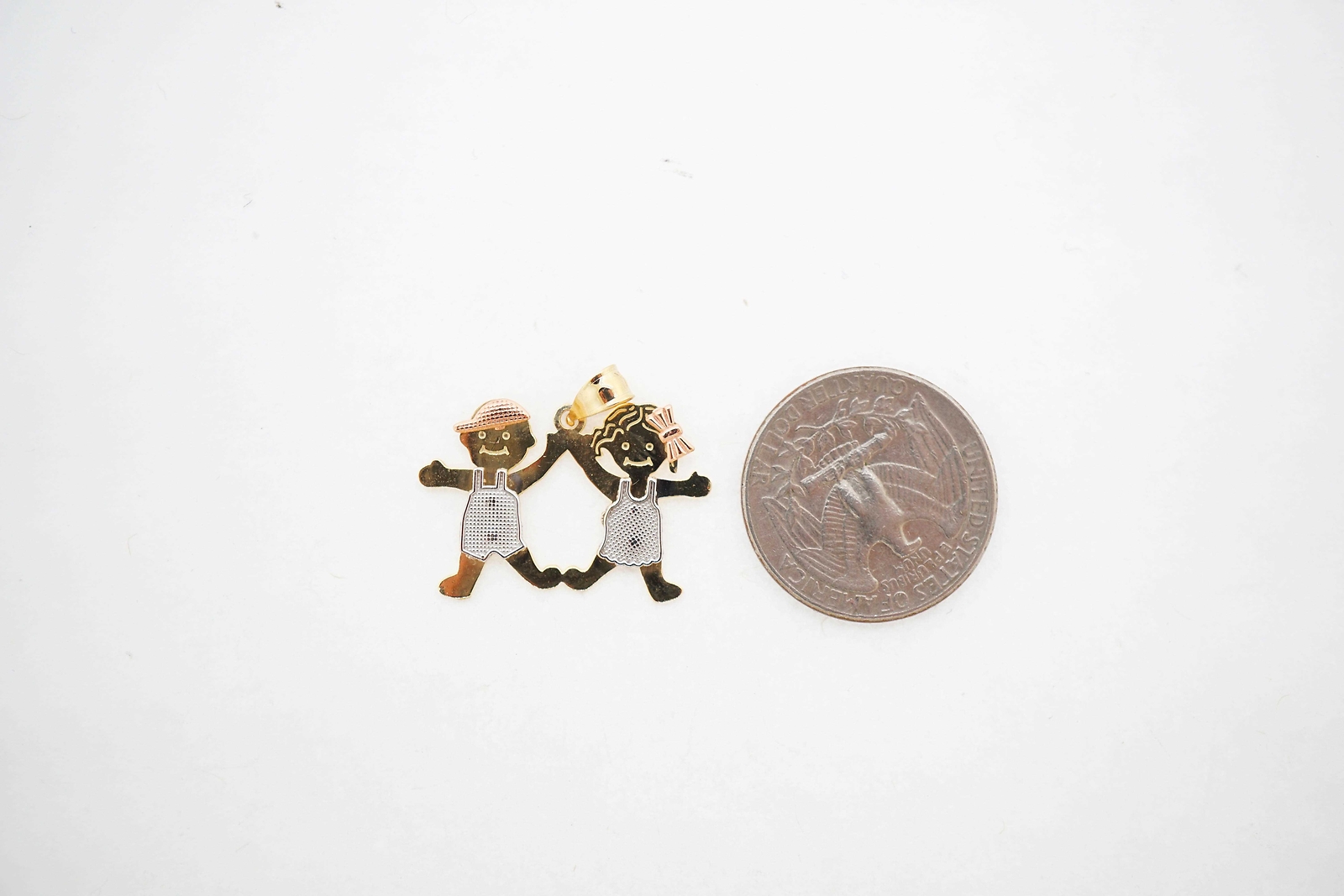 14K Multi-Tone Gold Unisex Boy Girl Pendant Charm 2.40g