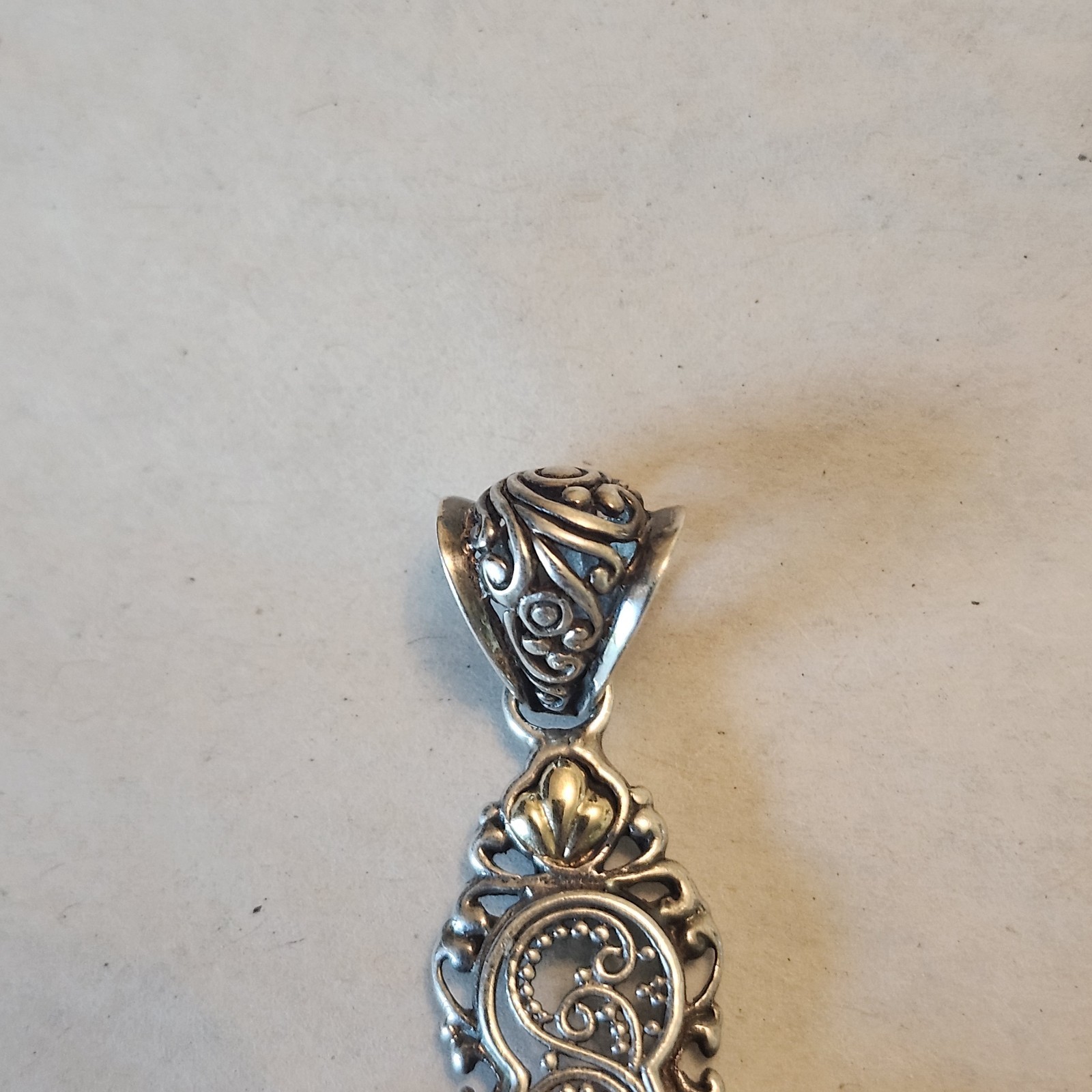 Robert Manse Sterling Silver 925 and 18k Gold Cross Blue Topaz Pendant