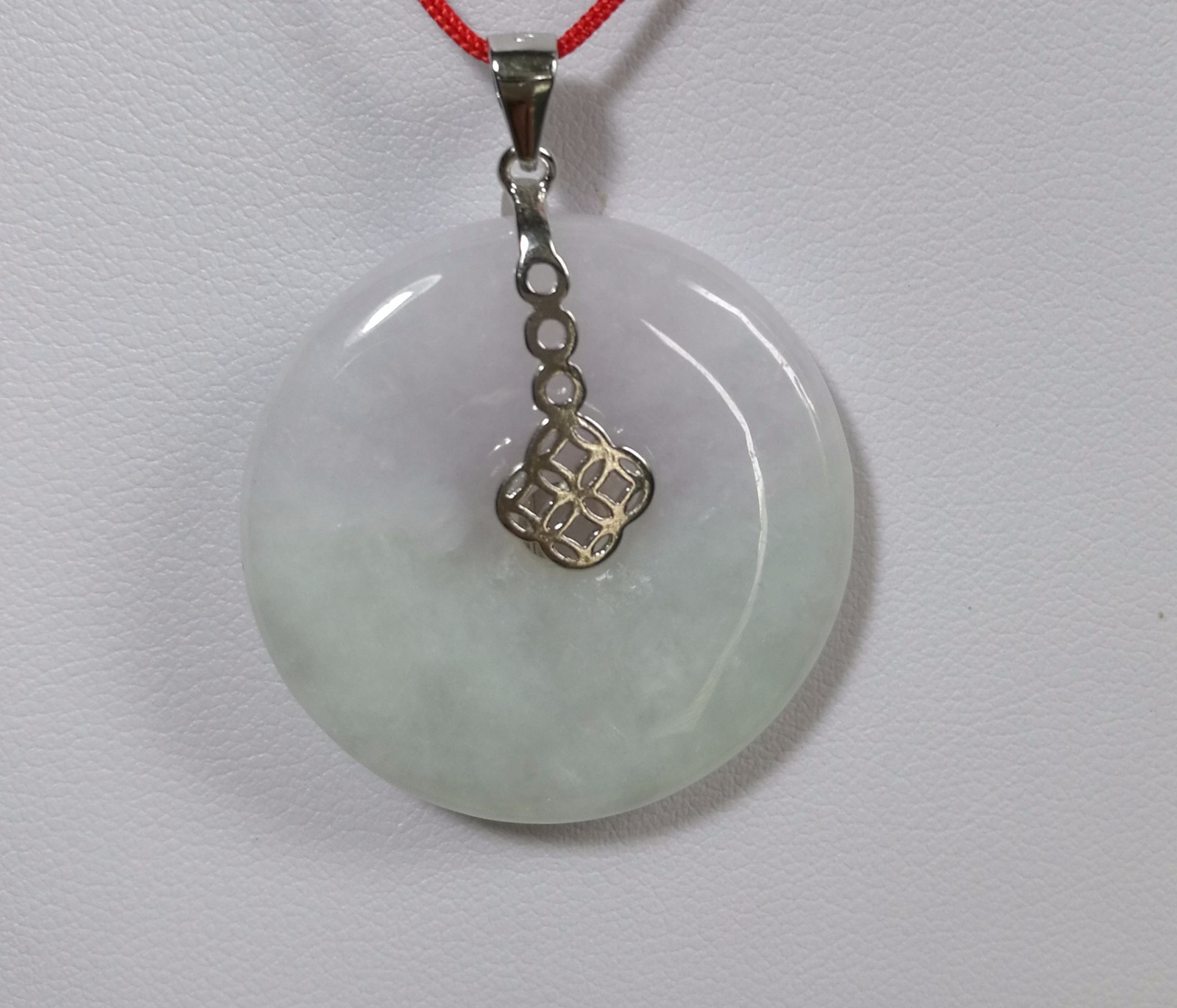 Genuine Grade A Myanmar Jadeite jade harmony ( 平安）Pendant in silver Dia30mm